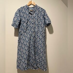 eShakti‎ Floral Blue and White Button Down Dress SZ XL-18